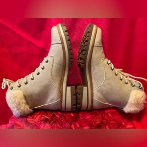 Climate Couture Vienna Stone Color Boots with Faux fur